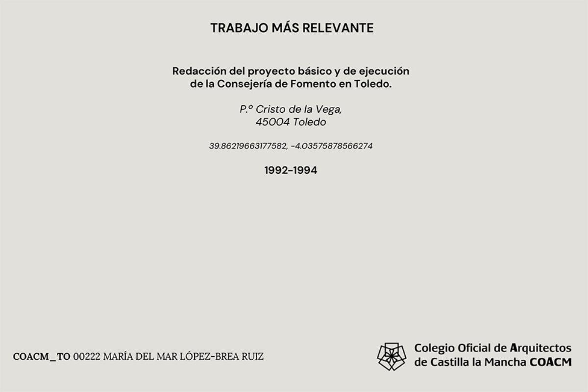 coacmto homenaje a maria del mar lopez brea ruiz arquitecta toledo